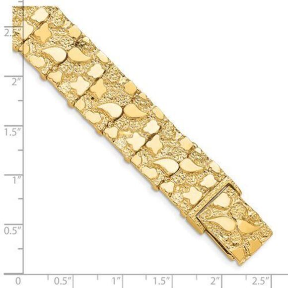 10k Gold NUGGET Bracelet- 8 inches long- 15mm wide - Picture 3 of 3